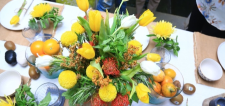flowral decor on dining table