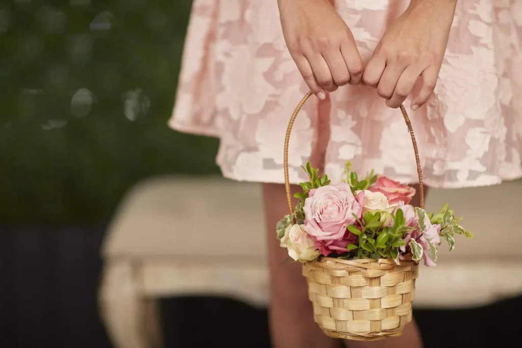 girl holding flower basket